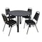 Kee Kee Round Table & Chair Set, Wood, Metal, Vinyl Top, Grey TB48RNDGYBPBK29BK - alternate 1